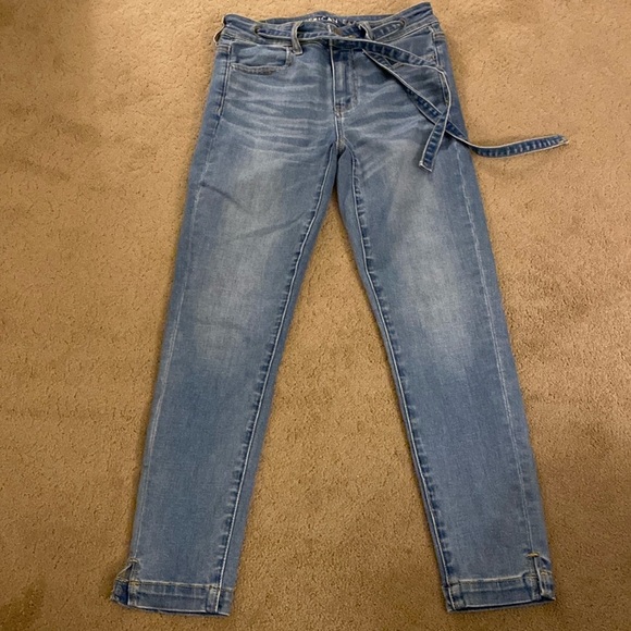 AMERICAN EAGLE NEXT LEVEL STRETCH JEANS WITH TIE WAIST - Picture 1 of 13